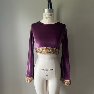 Flare Sleeve, velvet crop shirt